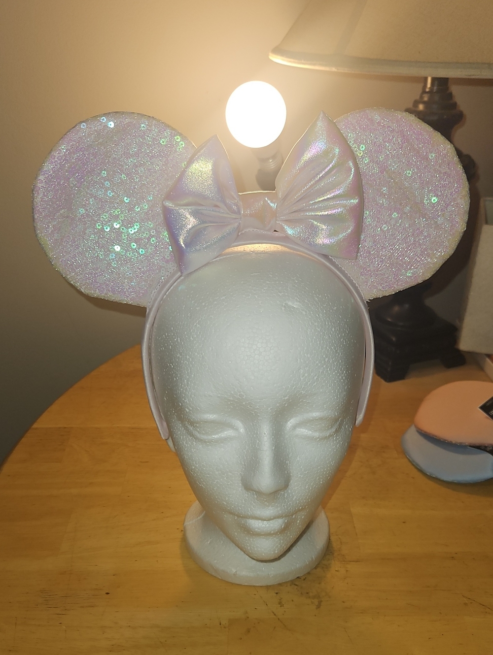Disney Pink Irridescent Satin Minnie Mouse Ear Headband